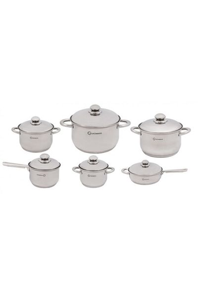 OEM Set 12 pieces stainless steel pots with glass lids, Grunberg GR1513