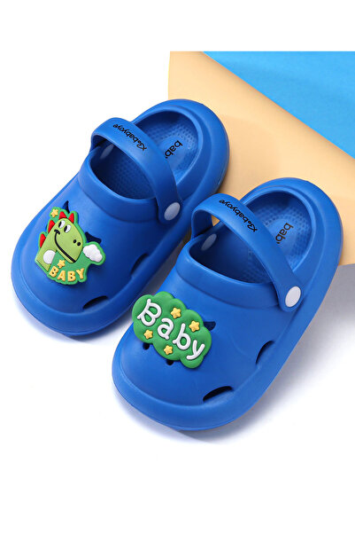 Babyoye قباقيب بشريط خلفي وتطريز ديناصور - أزرق