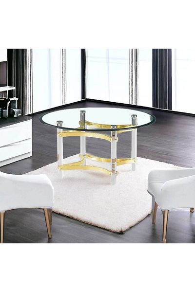 Al Saada Home Single Service Table Gold Acrylic 90 x 45 cm