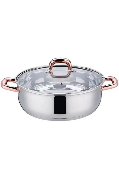 OEM Set 2 x Stainless Steel Pot with Glass Lid, 30 cm, 6.60 l, Grunberg