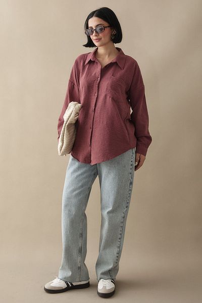 InStyle Cămașă casual Dusty Rose din in