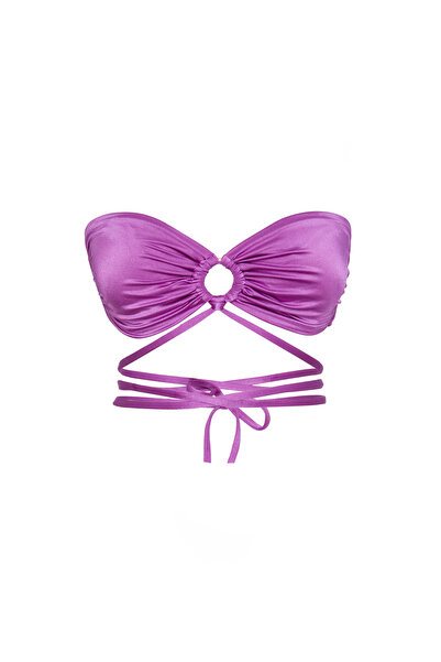 Simi Underwear Μωβ στράπλες μπλούζα μπικίνι με κορδόνι που δένει