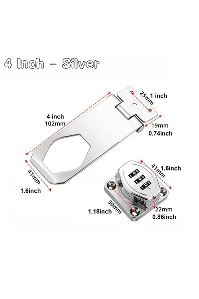 Choice 4 Inch - Silver Keyless Security Cam Lock Household Cabinet Password Hasp Locks Anti-Theft Combinati