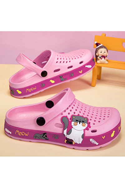 SAPS Cat Applique Back Strap Closure Clogs - Pink