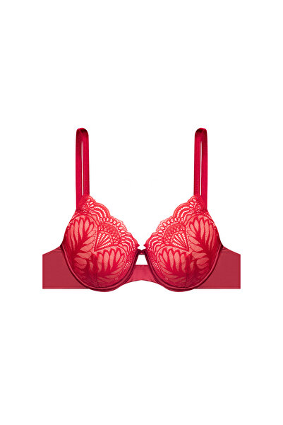 ESOTIQ Push-Up Bra Underwired with Floral Lace Front Cut-Out Wide Underband | Isabelle