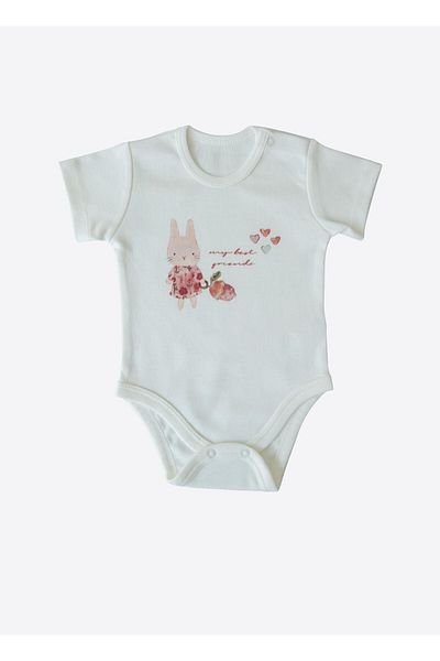 kitikate Organic Bunny 3-Piece Short Sleeve Bodysuit Pink