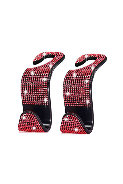 Choice5 Red 2pcs Rhinestone Decor Car Seat Back Hook Hanger Universal Bling D...