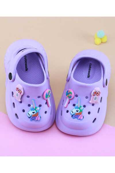 Cute Walk by Babyhug Clogs with Back Strap Closure & Unicorn Applique - Purple