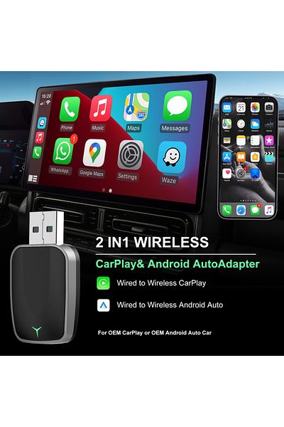 Choice Black Wireless CarPlay Adapter for iPhone, Plug & Play USB-A/C Dongle for 2016+ Cars, Auto Connect,