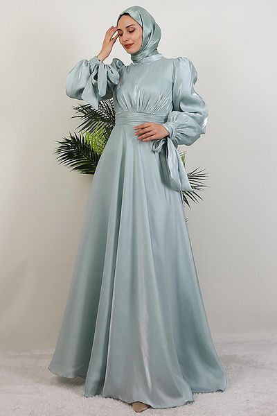 GİYZAMİLA Magnolia Organza Evening Dress Mint