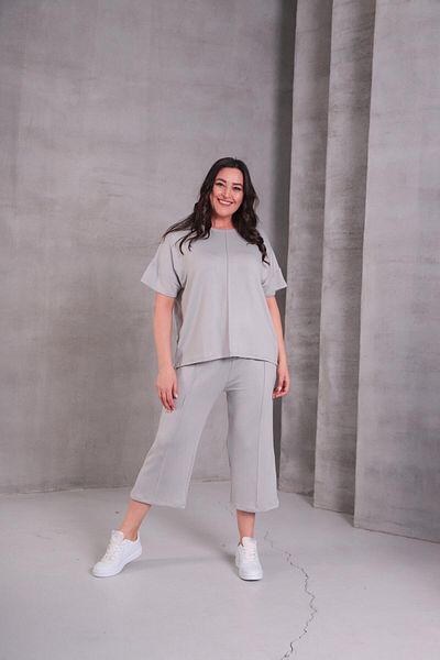 Ebsumu Set de trening pentru femei de mărime mare, confortabil, din țesătură Sho, gri Capri