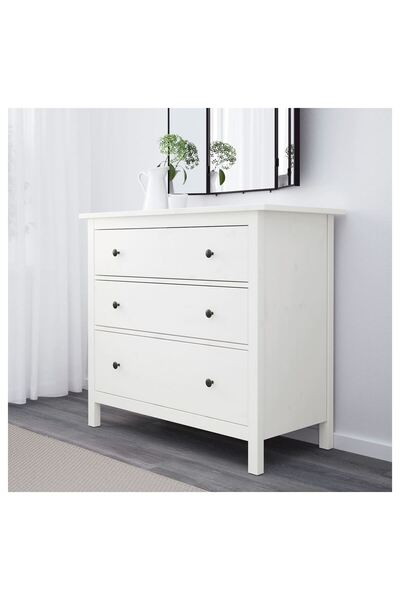 IKEA 3 çekmeceli şifonyer, beyaz vernik, 108x96 cm