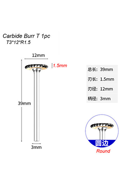 choice2 Carbide Cutter R1.5 T Type Carbide Rotary File Arc Metal Cutter Bit T...