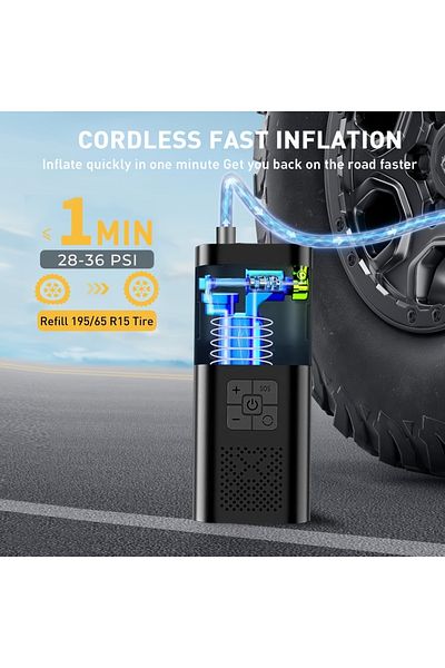 Choice black Portable Car Air Compressor 3X Faster 150PSI Cordless Tire Inflator Pump with Digital Gauge fo