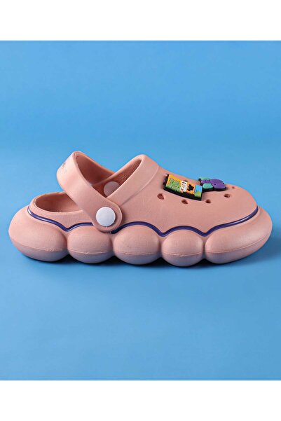 Babyoye Clogs with Back Strap Closure & Pastry Applique - Light Peach