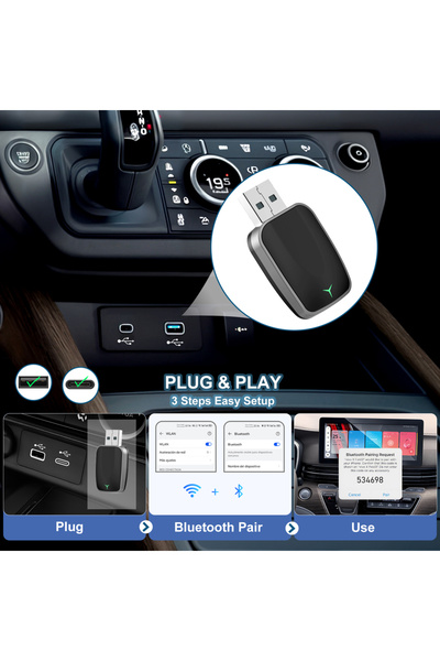 Choice Black Wireless CarPlay Adapter for iPhone, Plug & Play USB-A/C Dongle for 2016+ Cars, Auto Connect,