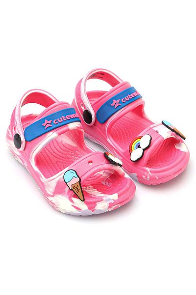 Cute Walk by Babyhug Clogs with Backsrtap Ice Cream & Rainbow Applique - Pink