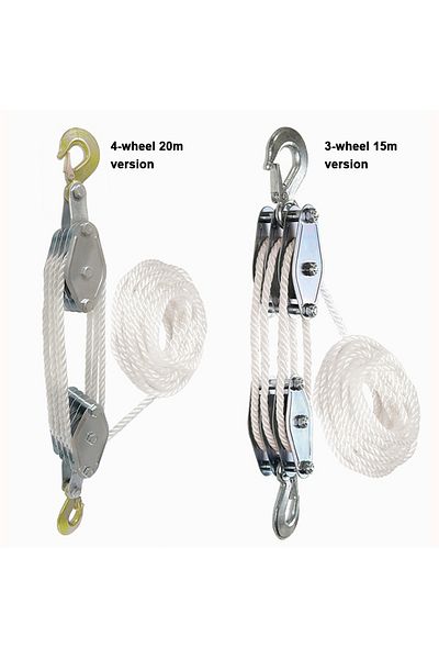 Choice 3 Wheel 15m 1100LBS 270° Rotatable Rope Pulley Block Zinc Alloy Hook Handheld Crane Heavy Duty Polye
