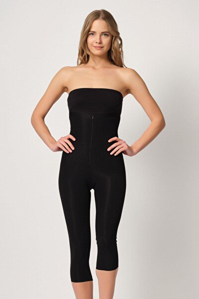 byasafkids Black Mi Emay 2868 Zippered Capri Leggings Laser Corset