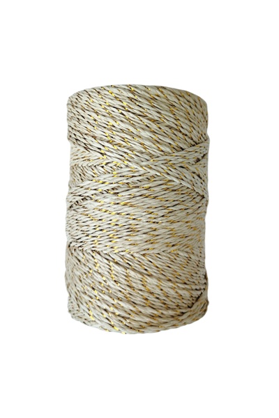 TıkTık AL Simli Krem Kagıt ip Simli Kağıt İp Örgü İpi 200 Gr Hazır Sarılmış