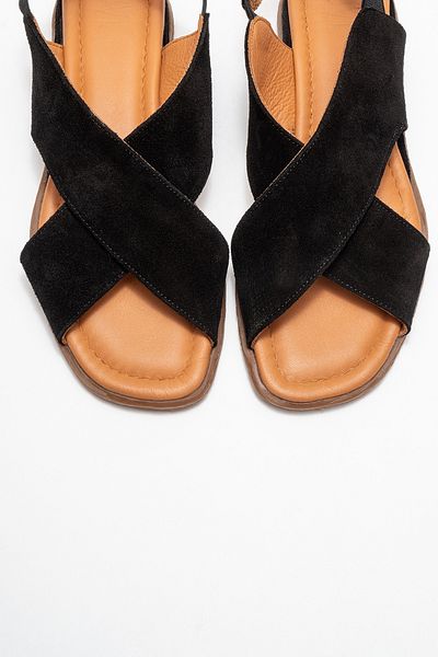 LuviShoes 706 Genuine Leather Black Suede Women's Sandals