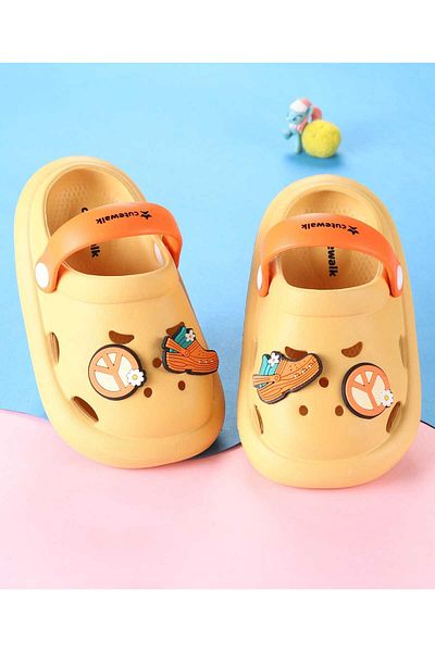 Cute Walk by Babyhug Clogs With Back Strap & Clogs Applique - Orange