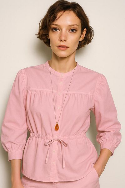 HAKKE Sleeve Rib Detail Tie-Up Shirt