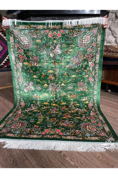 Rustikev İran İpek El Dokuma Halı - Kralın Av Sahnesi Modeli