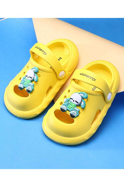 Babyoye Clogs with Backstrap Closure & Bunny Applique - Yellow