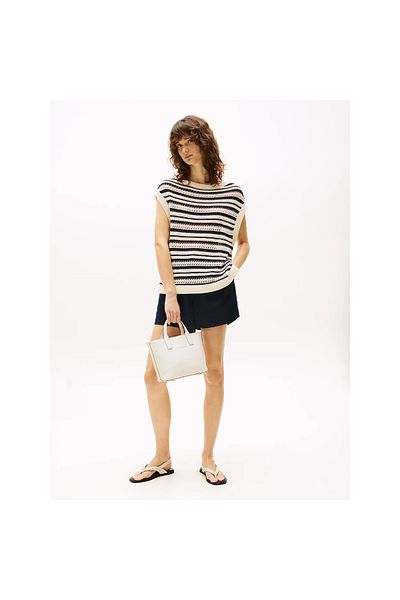 Tommy Hilfiger Th Aw0aw17448 Th Logotape Mini Tote Geanta de dama