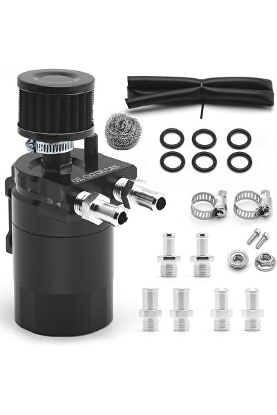 choice2 blcak Universal Baffled Aluminum Oil Catch Can Reservoir Tank Oil Tan...