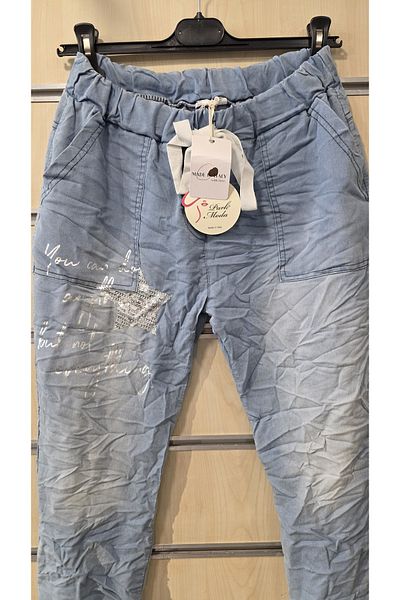 Park Moda Italian Jeans with Gilded Lettering