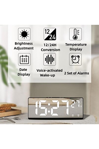 divendi-ro Andowl decorative clock, digital LCD display, 12/24h, alarm, thermometer, 17.4x6.8x2.3 cm, Red