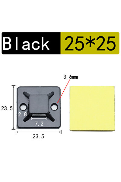 Choice 25X25-Black Fixing Seat Clamps Self Adhesive Cable Tie Base 100PCS Wir...