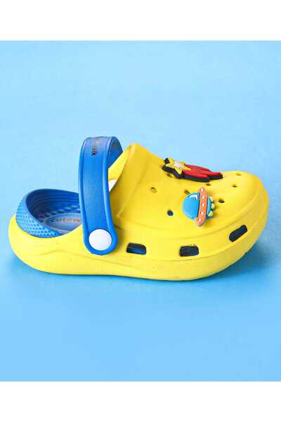 Cute Walk by Babyhug Cute Walk by Babyhug Clogs with Back Strap & UFO Applique - Yellow & Blue