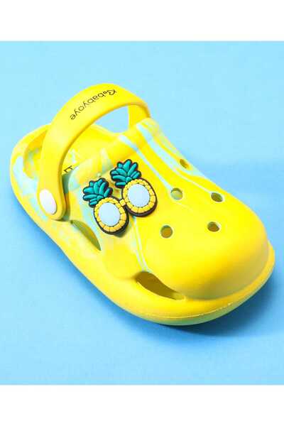 Babyoye Clogs with Back Strap & Fruit Applique - Yellow