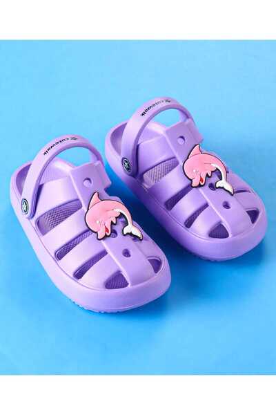 Cute Walk by Babyhug Clogs with Backstrap Closure & Dolphin Applique - Purple