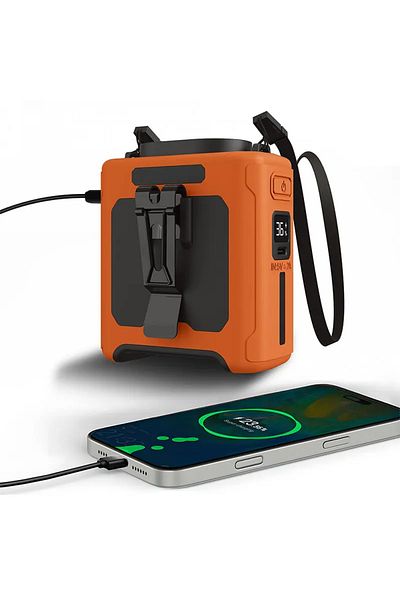 Choice 20000mAh orange 20000mAh Portable Mini Waist Hanging Fan With LED Lighting USB Power Bank Neck Hangi