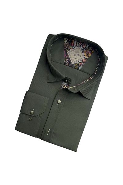 GÖMLEK GALERİSİ Slim Fit Slim Fit Plain Long Sleeve Men's Shirt