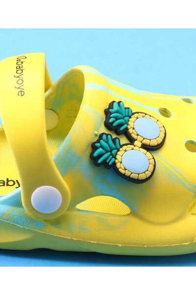 Babyoye Clogs with Back Strap & Fruit Applique - Yellow