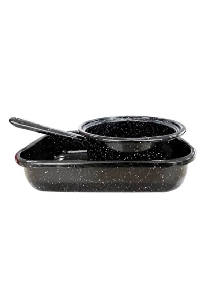 OEM Set tava cuptor 26 cm + Ceaun cu coada 1.5 L, emailat, negru
