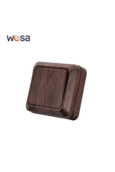 Choice1 EU 2 Gang 1 Way Switch Wooden Paint Wall Surface 2 Sket Plug EU Exter...
