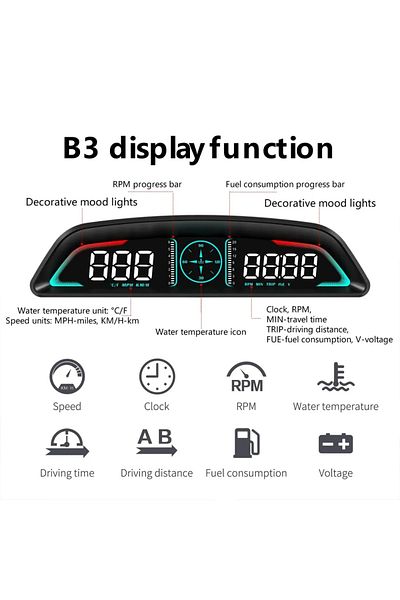 Choice AD B3 عداد السرعة شاشة عرض أمامية OBD2 HUD سيارة عداد سرعة الدوران درجة حرارة الماء مع إنذار استهلاك الوقود التلقائي...