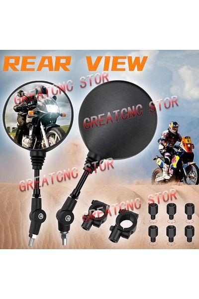 Choice black A Pair Black Universal Mirror Motorcycle Rearview Mirror Anti-fall Folding Round Mirror Motorc