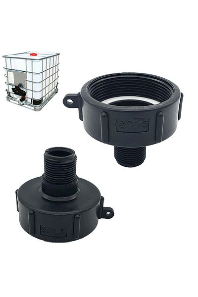 Choice Black 1Pc IBC Water Tank Reducing Adapter Durable S60 Fine Thread to 2''NPS 3/4'' Garden Hose Connec