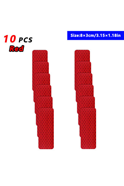Choice 10 قطع حمراء - 3 × 8 سم، شريط عاكس لمحور عجلة السيارة، شريط تحذيري لفت...