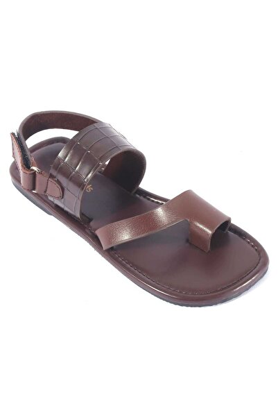 Pine kids Double-Strap Kolhapuri Chappals with Velcro Closure - Dark Brown