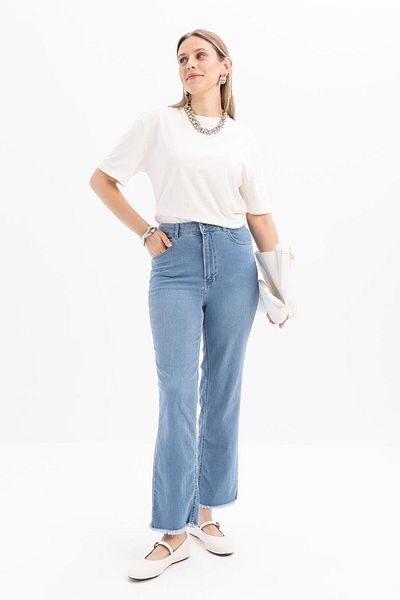 ALLDAY Pantaloni din denim albastru deschis-lcra cu picioare largi