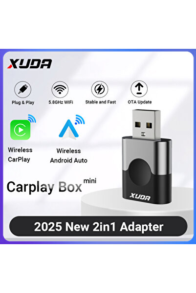 choice2 صندوق كاربلاي 2 في 1 من XUDA NEW Mini، محول 2 في 1 من بأسلاك إلى لاسل...