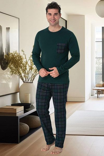 Mavelle Men's Plaid 100% Cotton Bottom Top Pajamas Set 2903